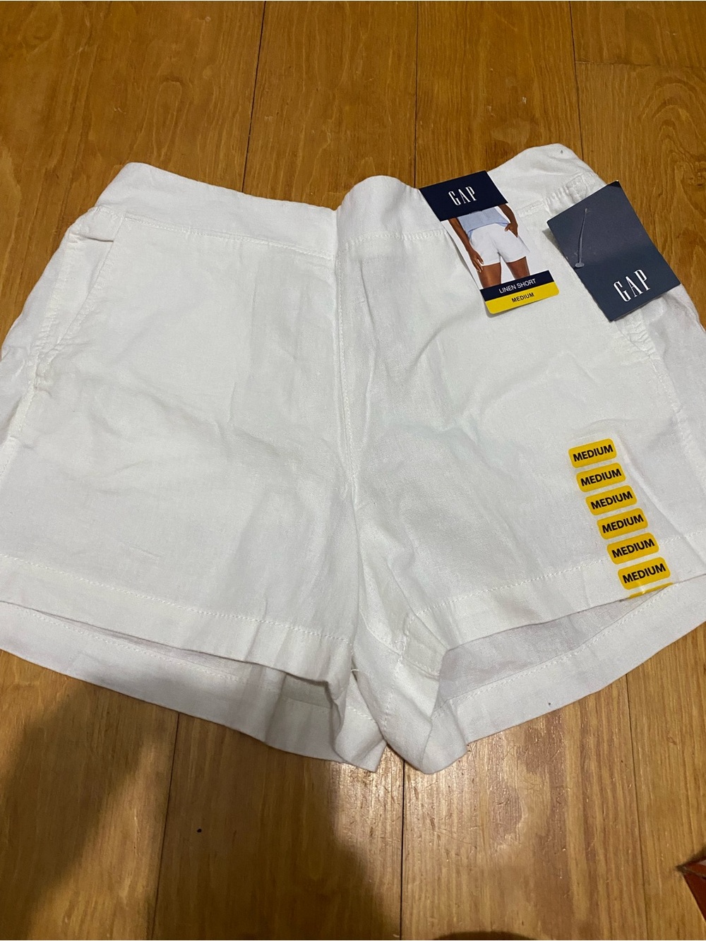 GAP Women’s White High-Waist Linen-Blend Shorts